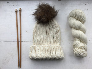 Classic Rib Cuffed Unisex Beanie Hat Knitting Kit by Jo Storie  “Knit it yourself! A snug fit ribbed beanie hat. This is a great beginner's project,