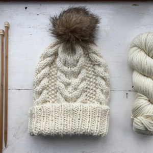 Suffolk II Bobble Hat knitting pattern, knitted pom pom hat, knitted cable hat pattern 