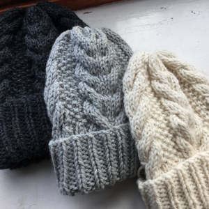 Suffolk Hat Knitting Kit, Cable Bobble hat knitting kit 