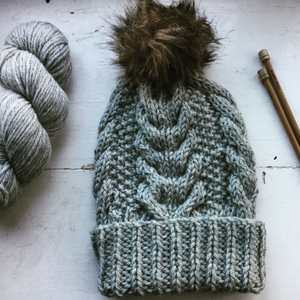 Open image in slideshow, Suffolk Hat Knitting Kit, Cable Bobble hat knitting kit 
